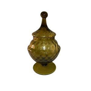 Vintage Empoli Italian Glass Apothecary Jar Circus Tent Top